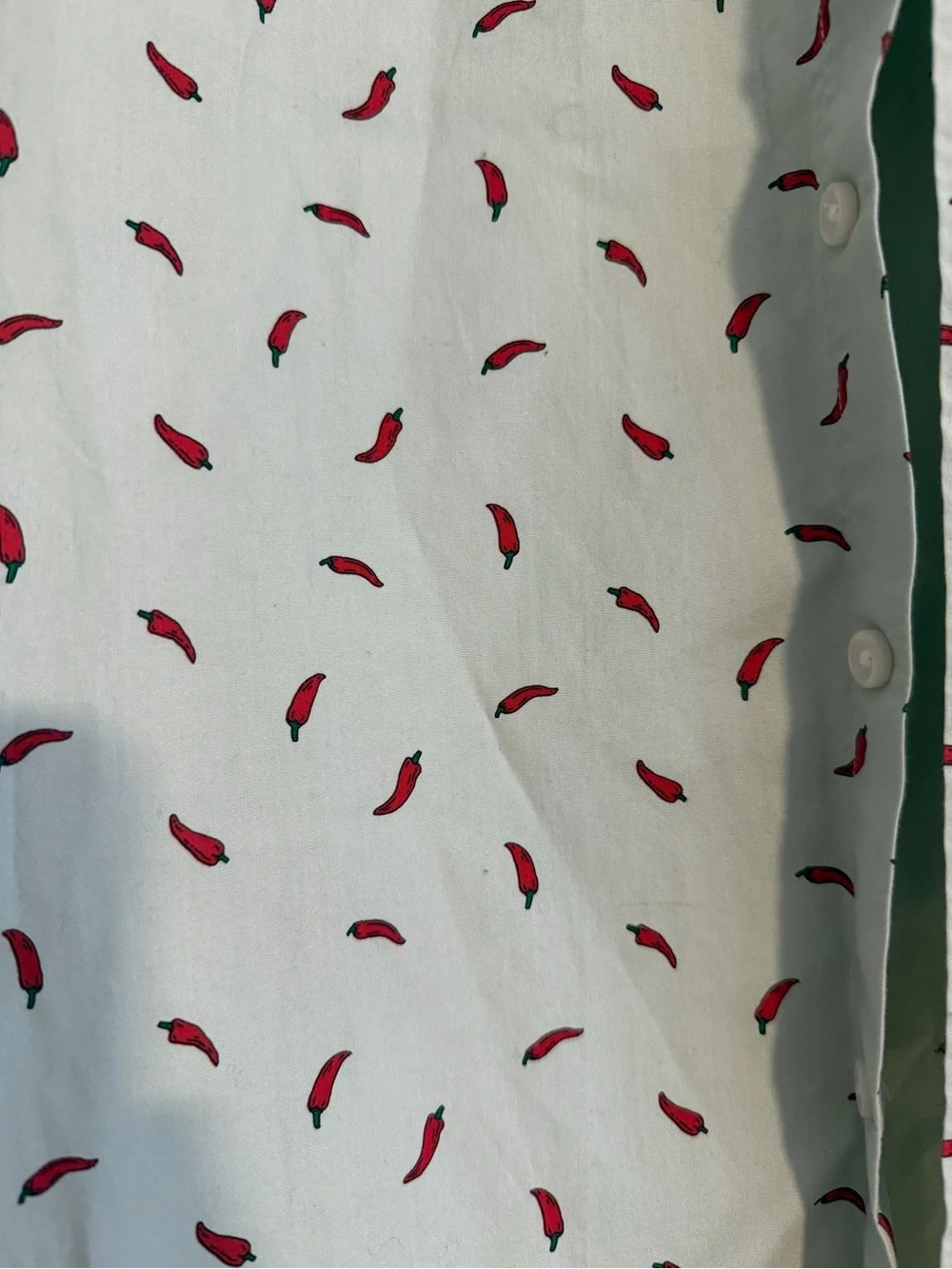 Men's Short-Sleeve Button-Up Shirt - Light Mint with Red Chilli
